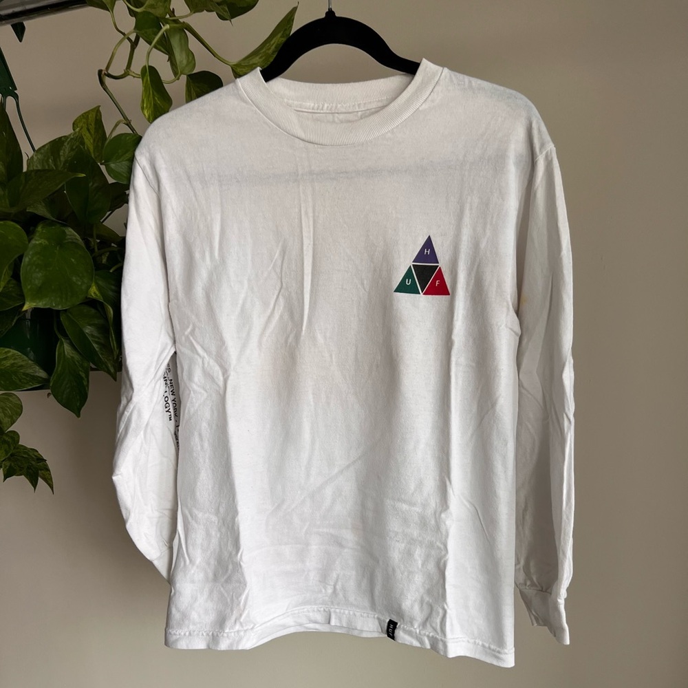 HUF White Long Sleeve with Tri-Color Triangle